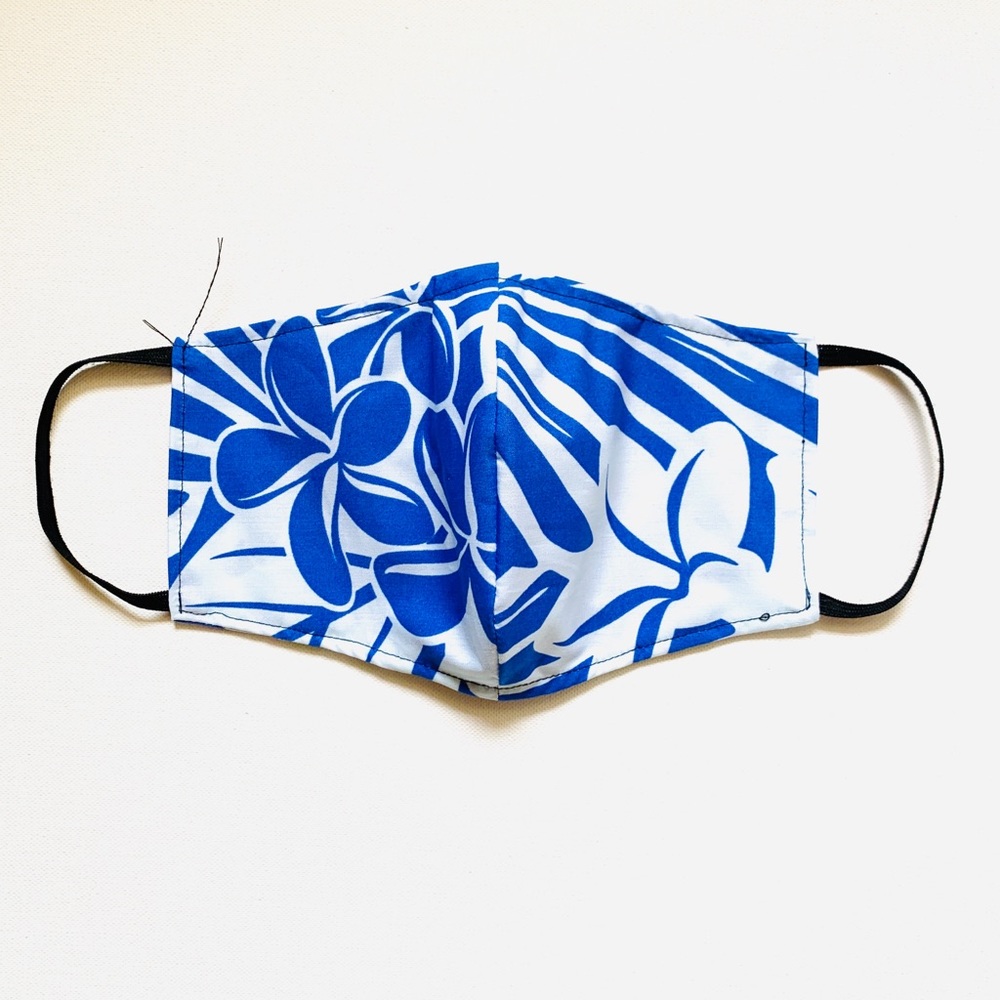 NEW Handmade Blue Hawaiian Flower Print Face Mask
